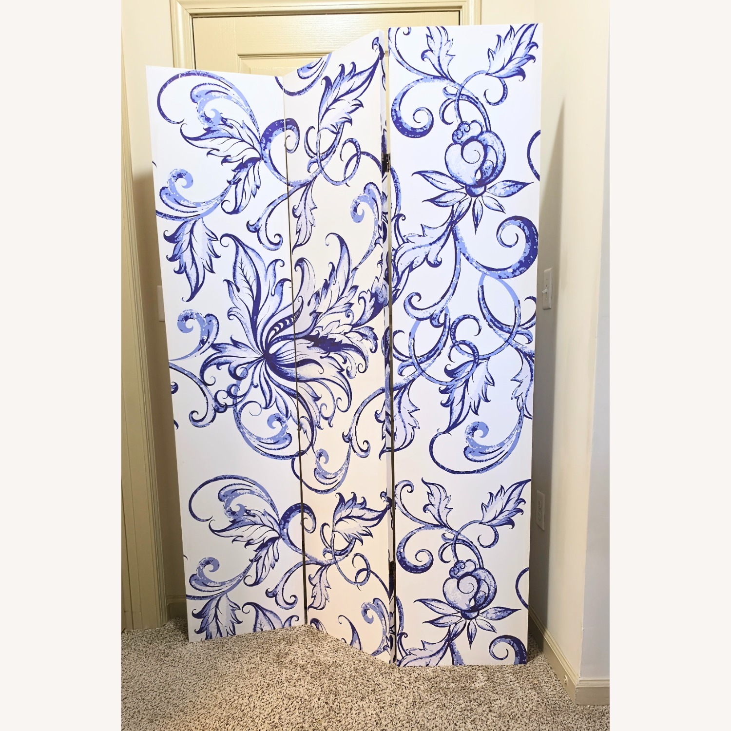White Blue 3 Pannel Room Divider  - image-7