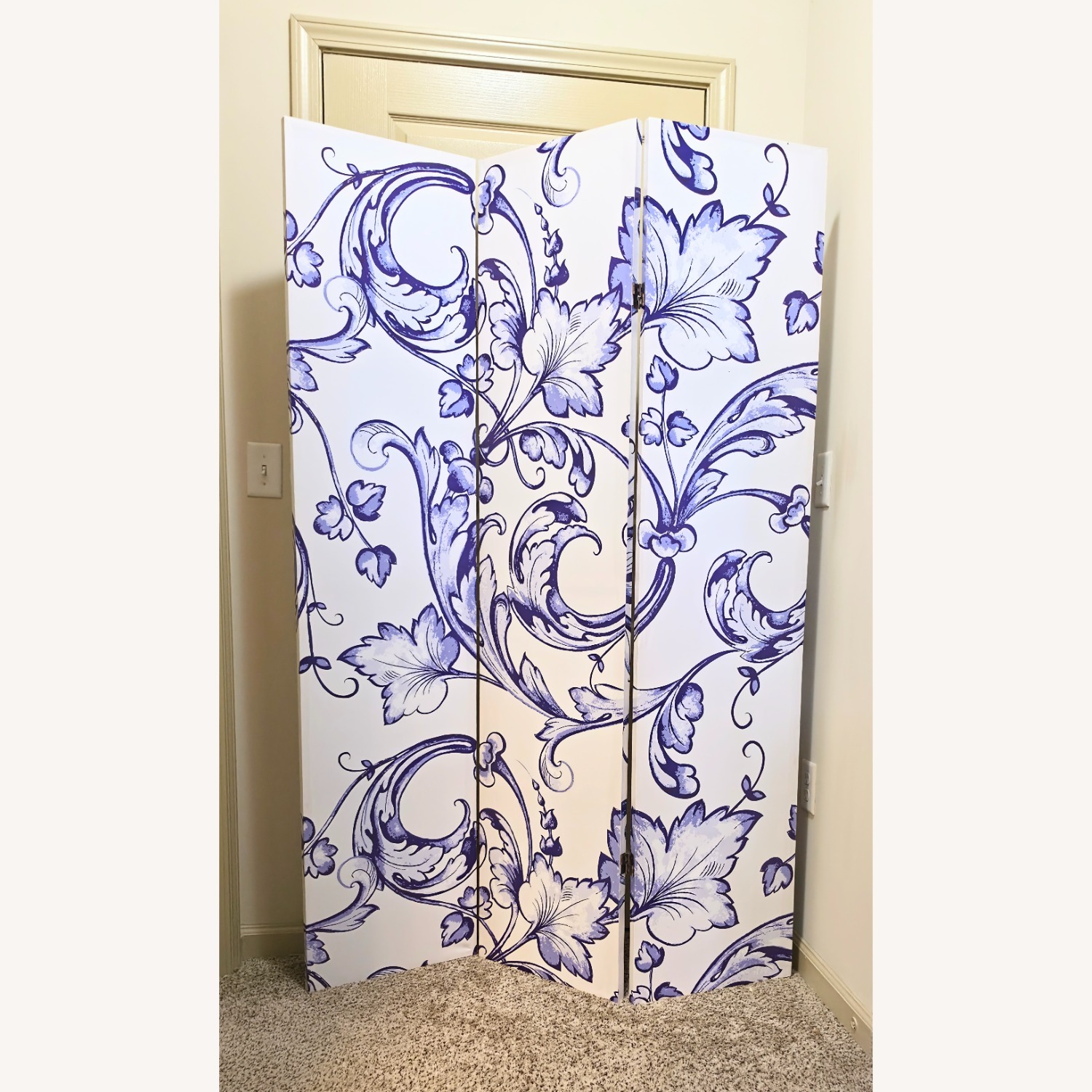 White Blue 3 Pannel Room Divider  - image-4