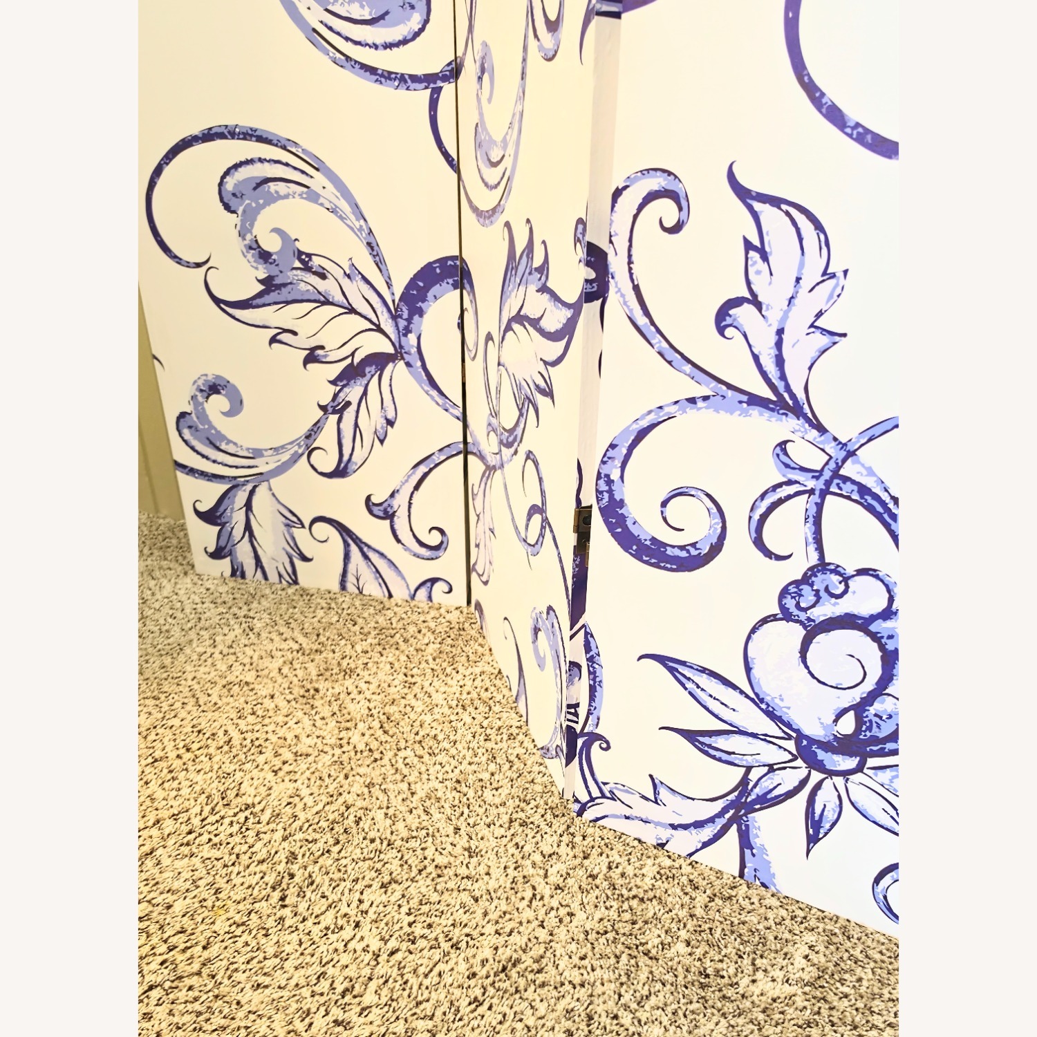 White Blue 3 Pannel Room Divider  - image-2