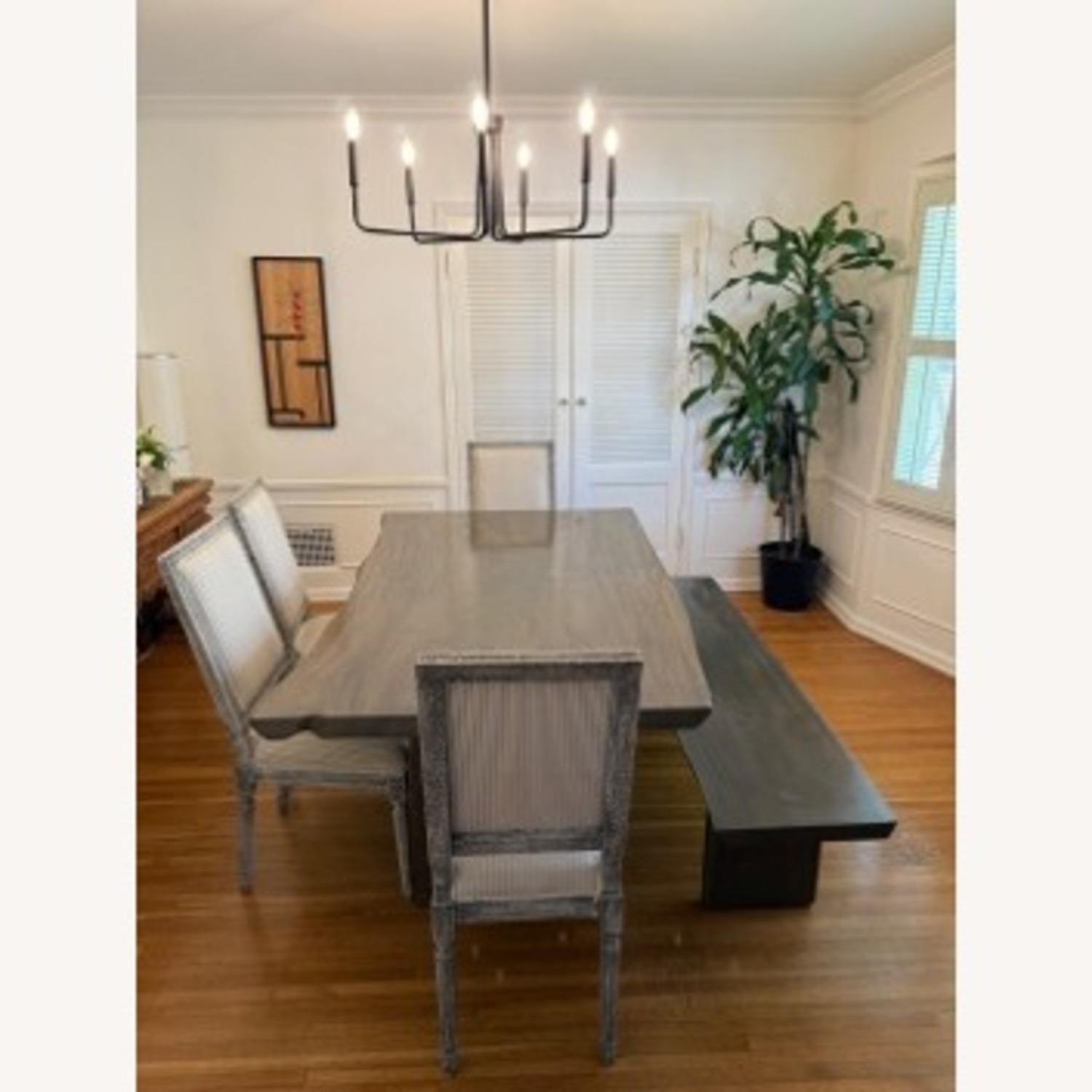 Custom, Live Edge, Solid Grey Oak Dining Set - image-2