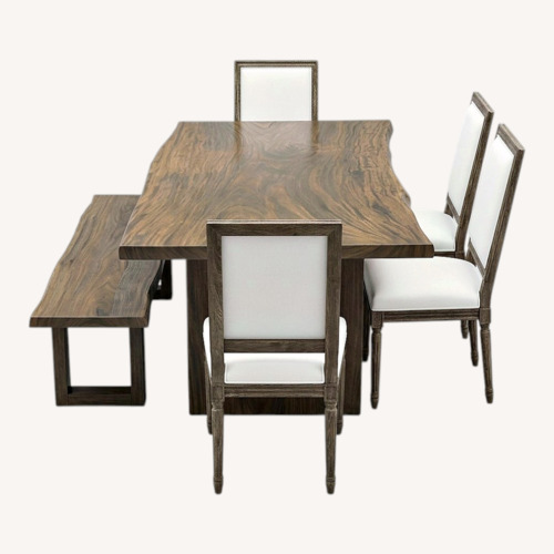 Used Custom, Live Edge, Solid Grey Oak Dining Set for sale on AptDeco