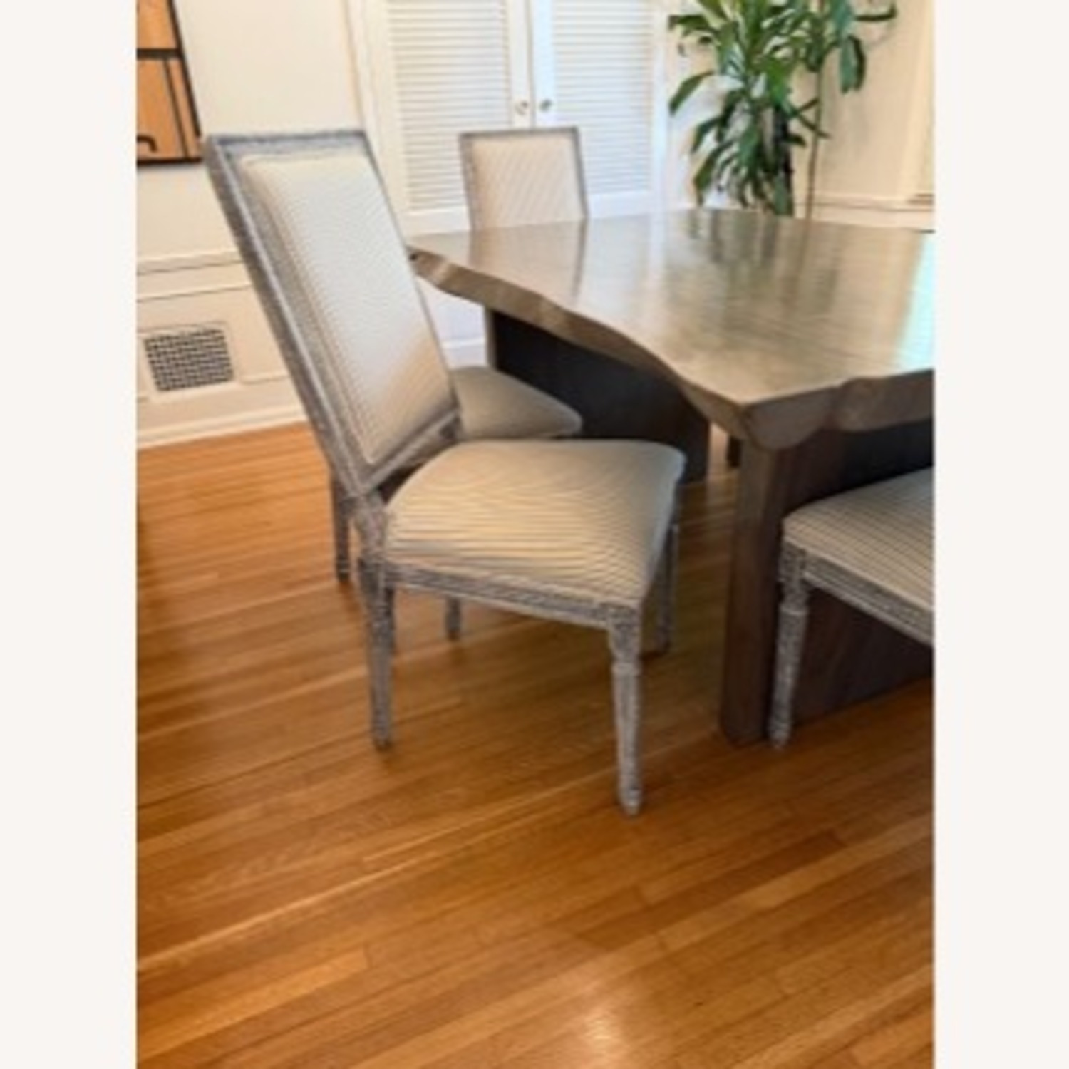 Custom, Live Edge, Solid Grey Oak Dining Set - image-1