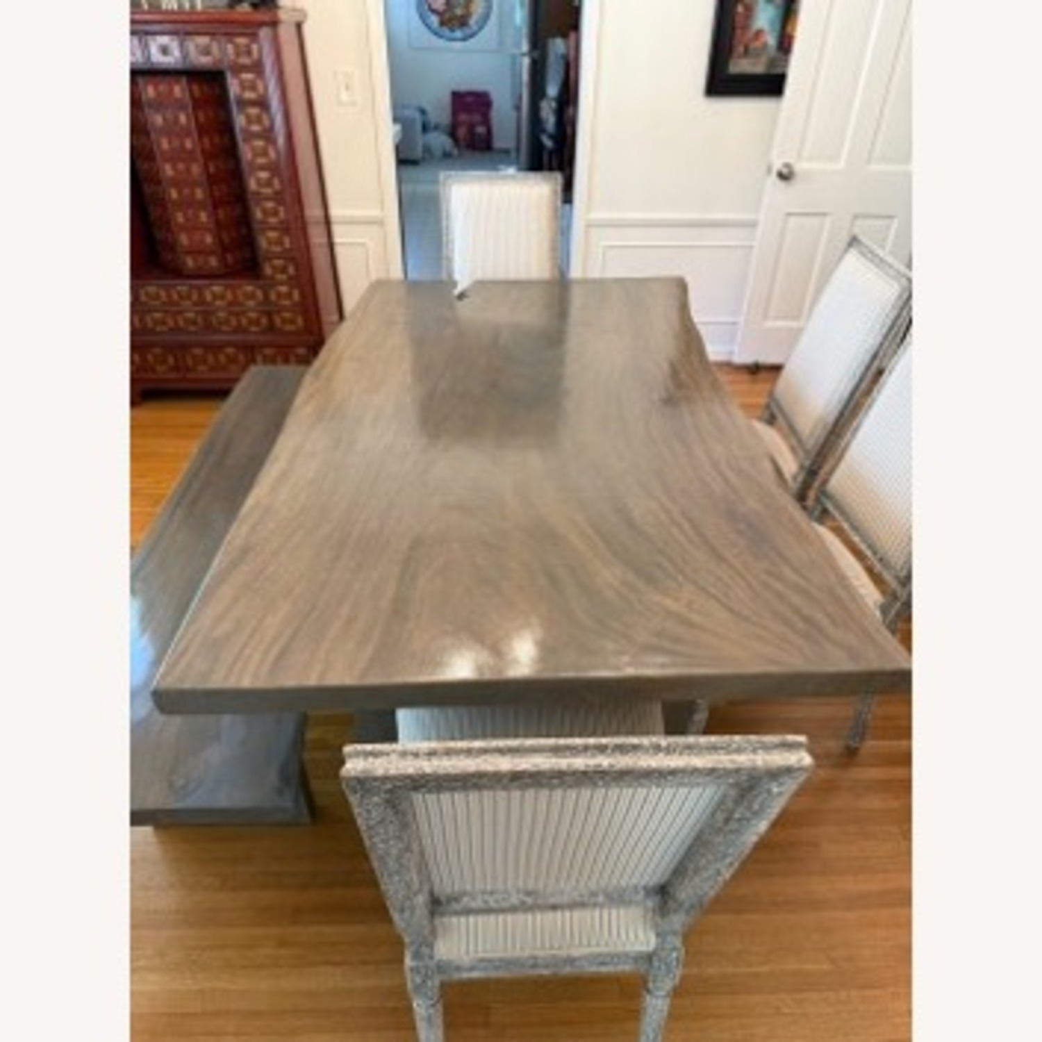 Custom, Live Edge, Solid Grey Oak Dining Set - image-3