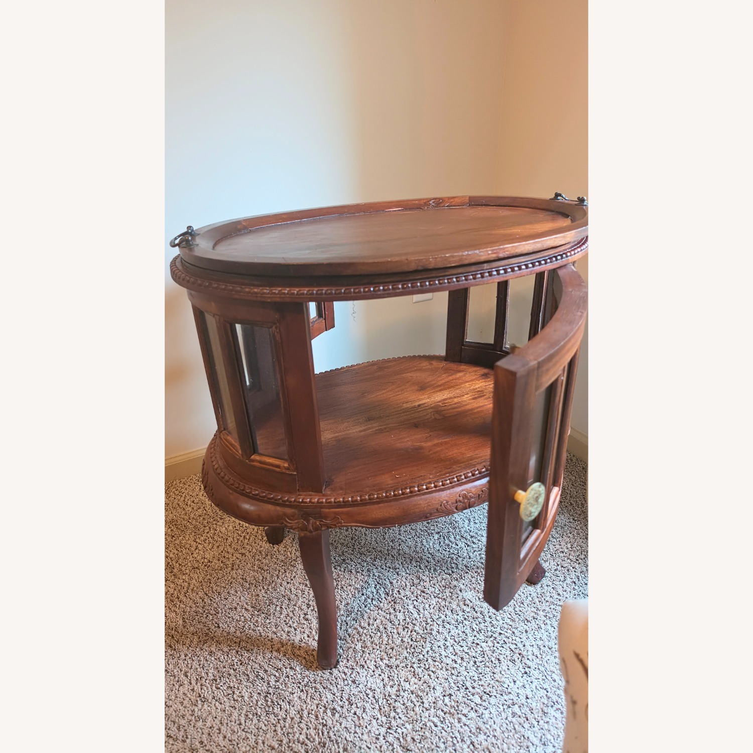 Oval Side Table  with Removable Tea Tray Top - image-16