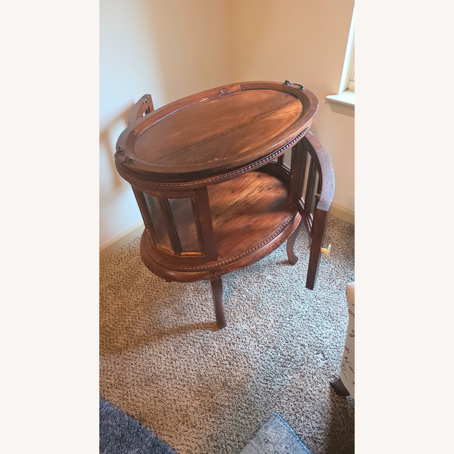 Oval Side Table  with Removable Tea Tray Top - image-15