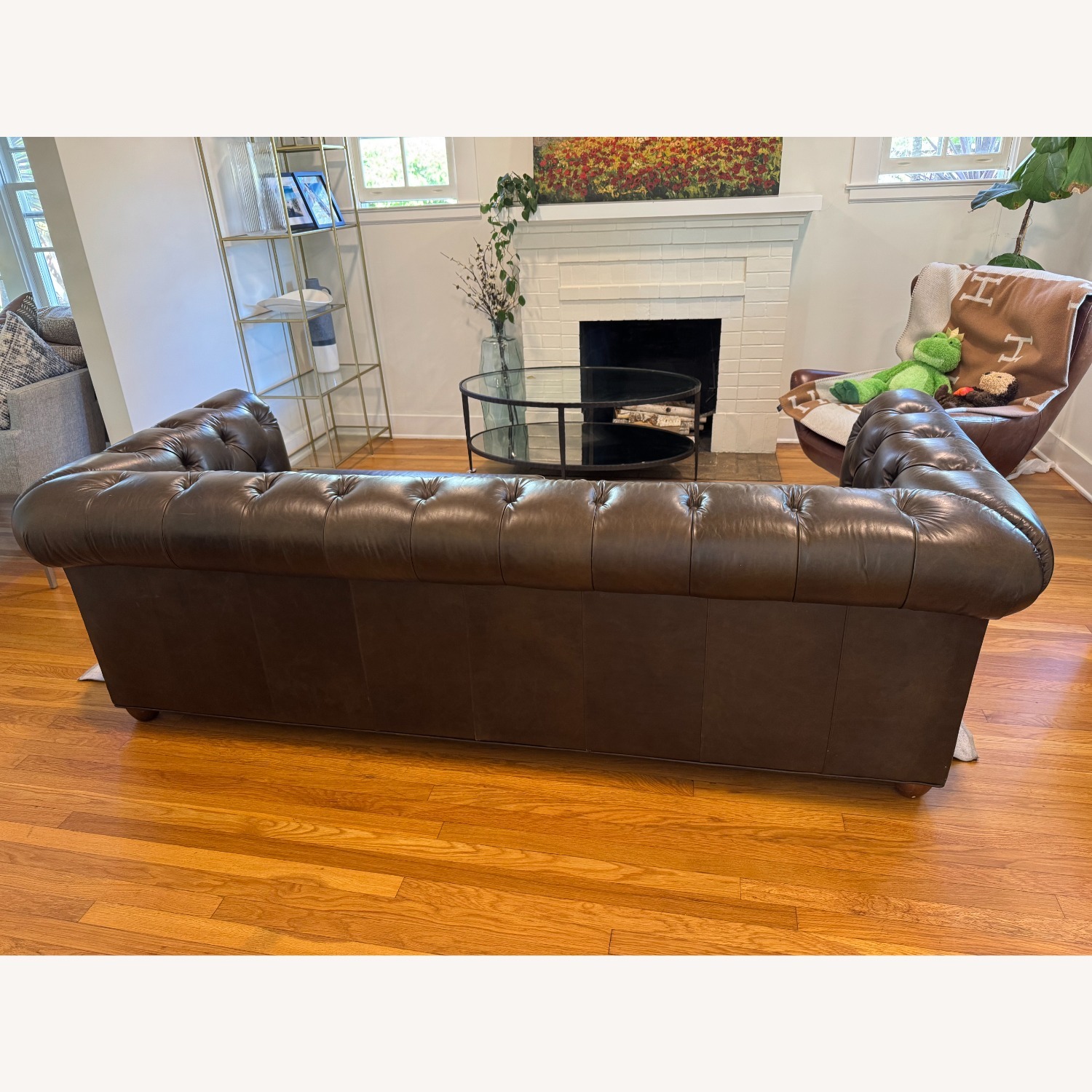 Pottery Barn Dark Brown Leather 2 Piece Sectional - image-2