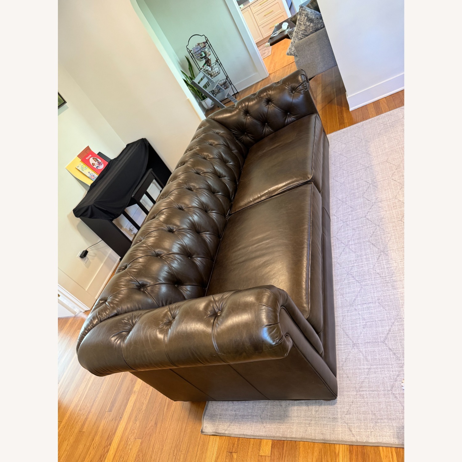 Pottery Barn Dark Brown Leather 2 Piece Sectional - image-3