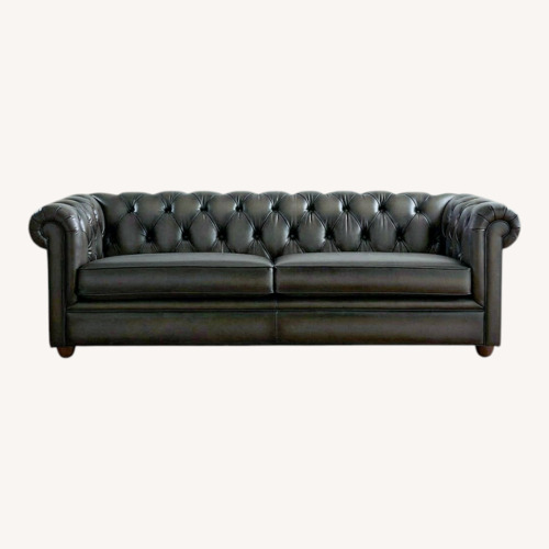 Used Pottery Barn Dark Brown Leather 2 Piece Sectional for sale on AptDeco