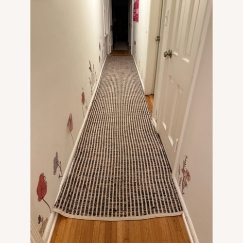 Used Extra-Long Handwoven Leather Rug Runner – 19.5ft for sale on AptDeco
