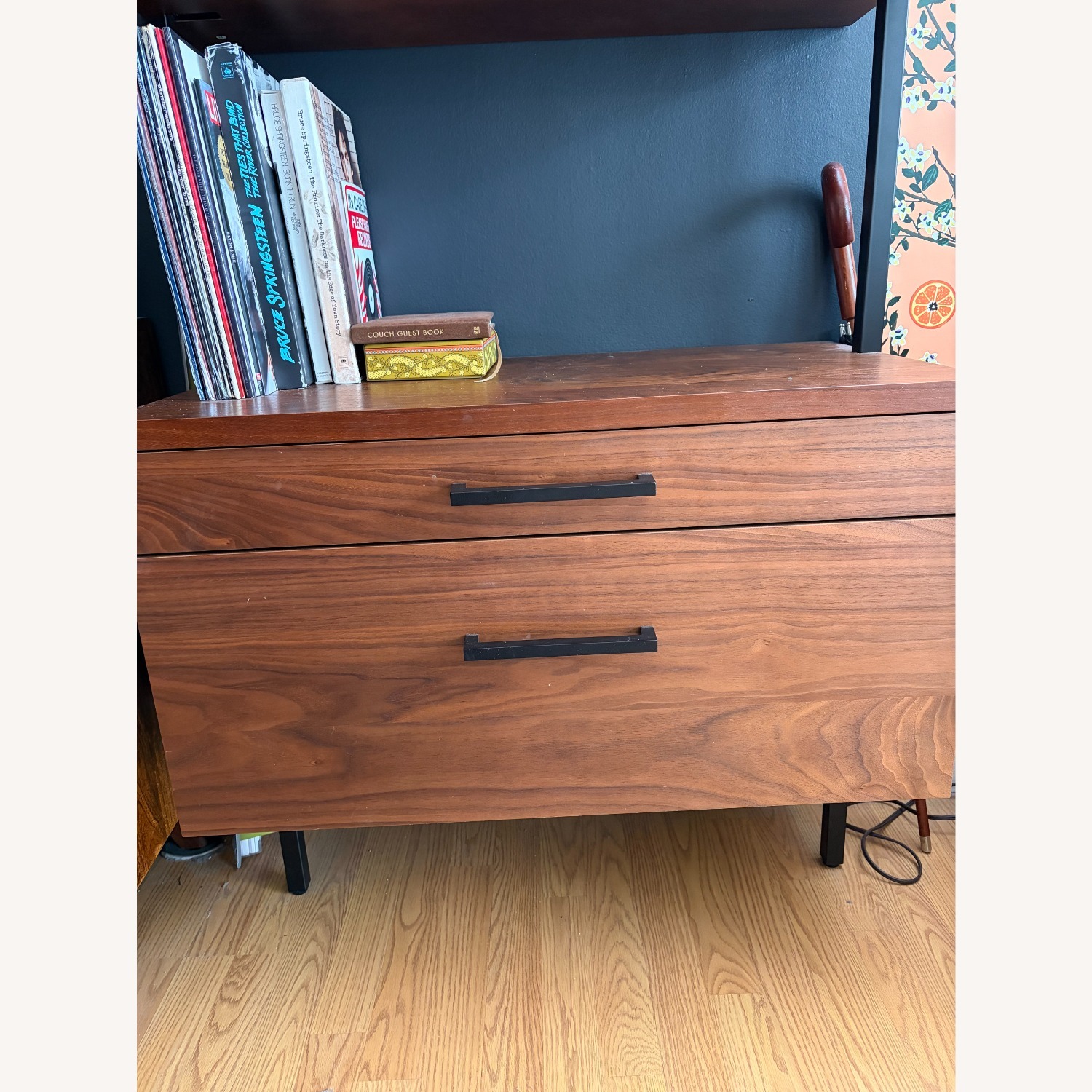 CB2 Helix 96" Dark Brown Wood Wall Shelf - image-3