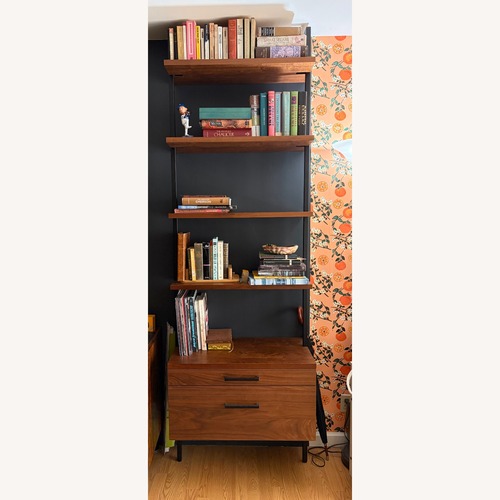 Used CB2 Helix 96" Dark Brown Wood Wall Shelf for sale on AptDeco