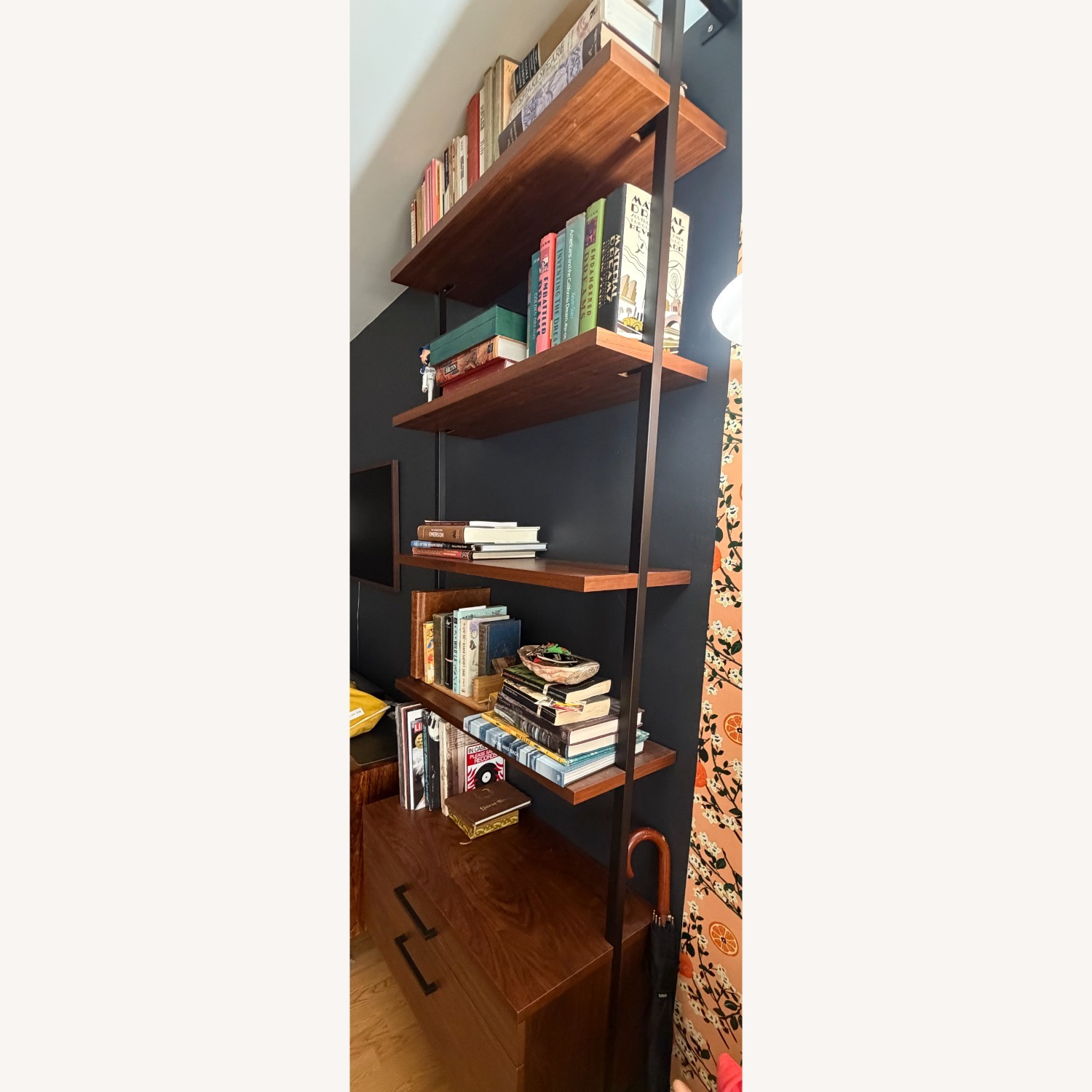 CB2 Helix 96" Dark Brown Wood Wall Shelf - image-2