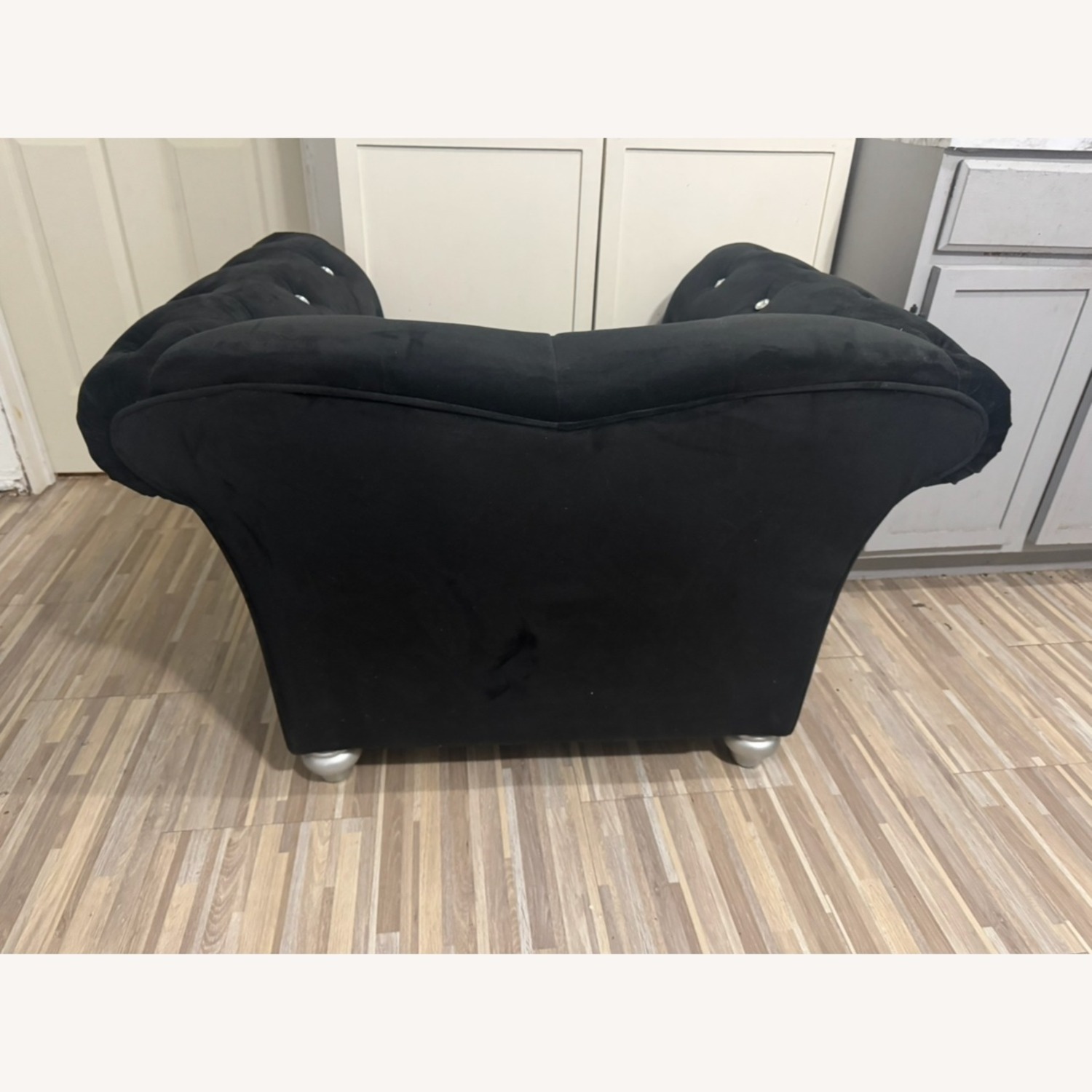 Rooms To Go Black Velvet Armchair - image-3