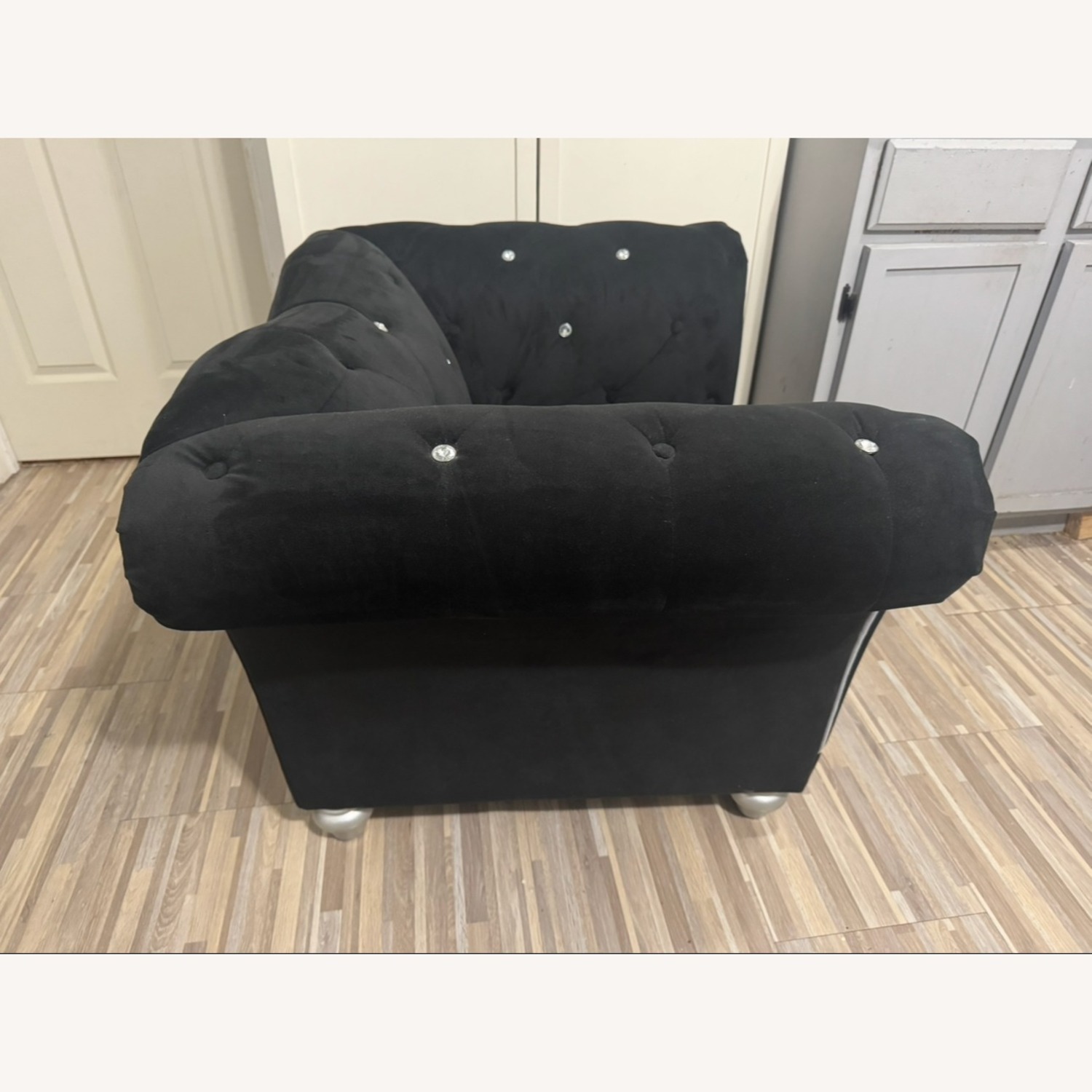 Rooms To Go Black Velvet Armchair - image-2