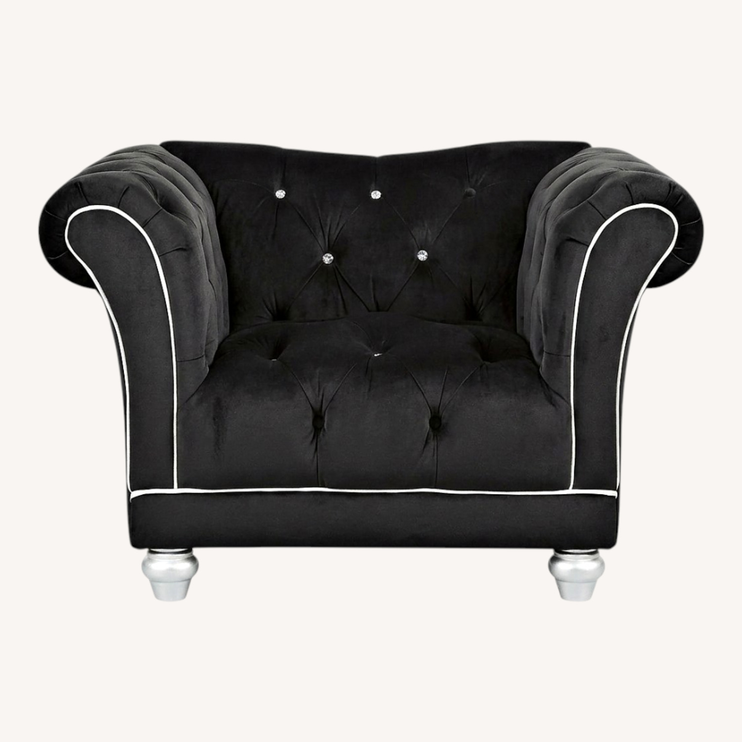 Rooms To Go Black Velvet Armchair - image-0