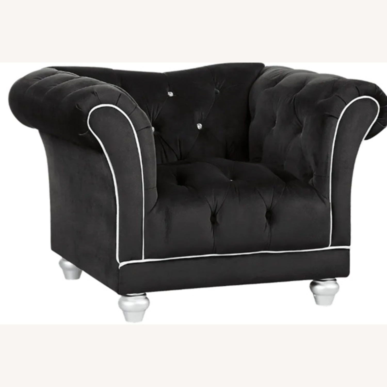 Rooms To Go Black Velvet Armchair - image-5