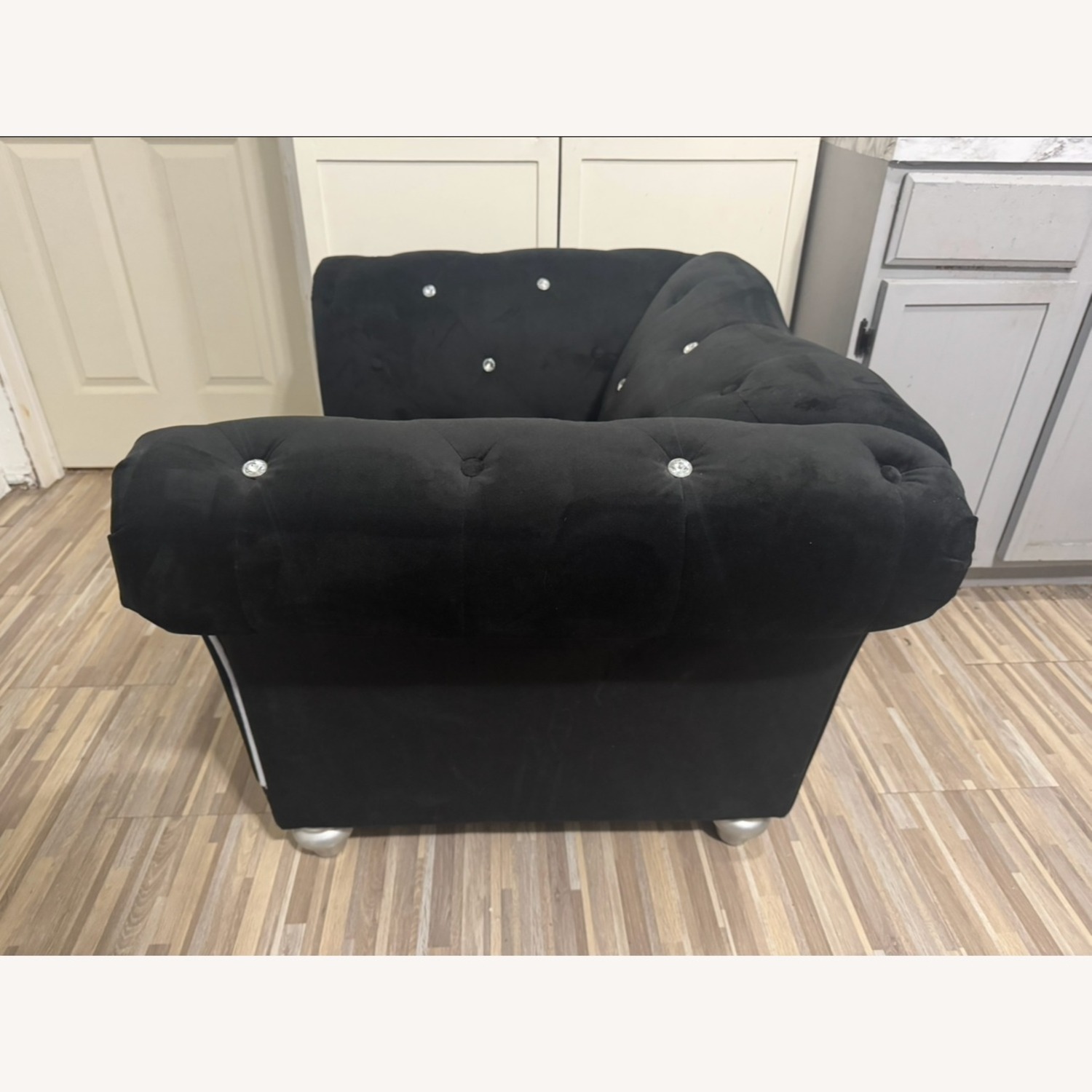 Rooms To Go Black Velvet Armchair - image-4