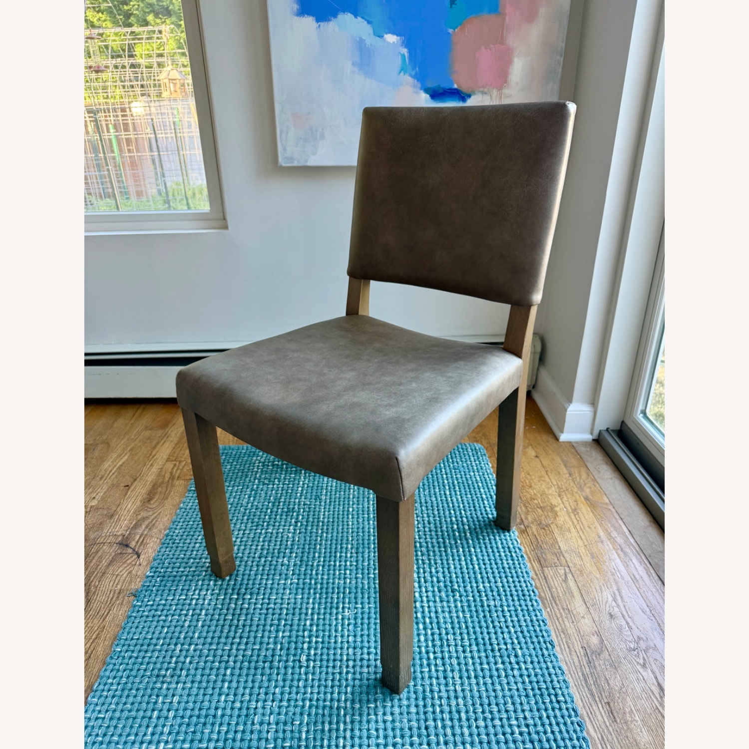 Light Gray Leather Dining Chair - image-6