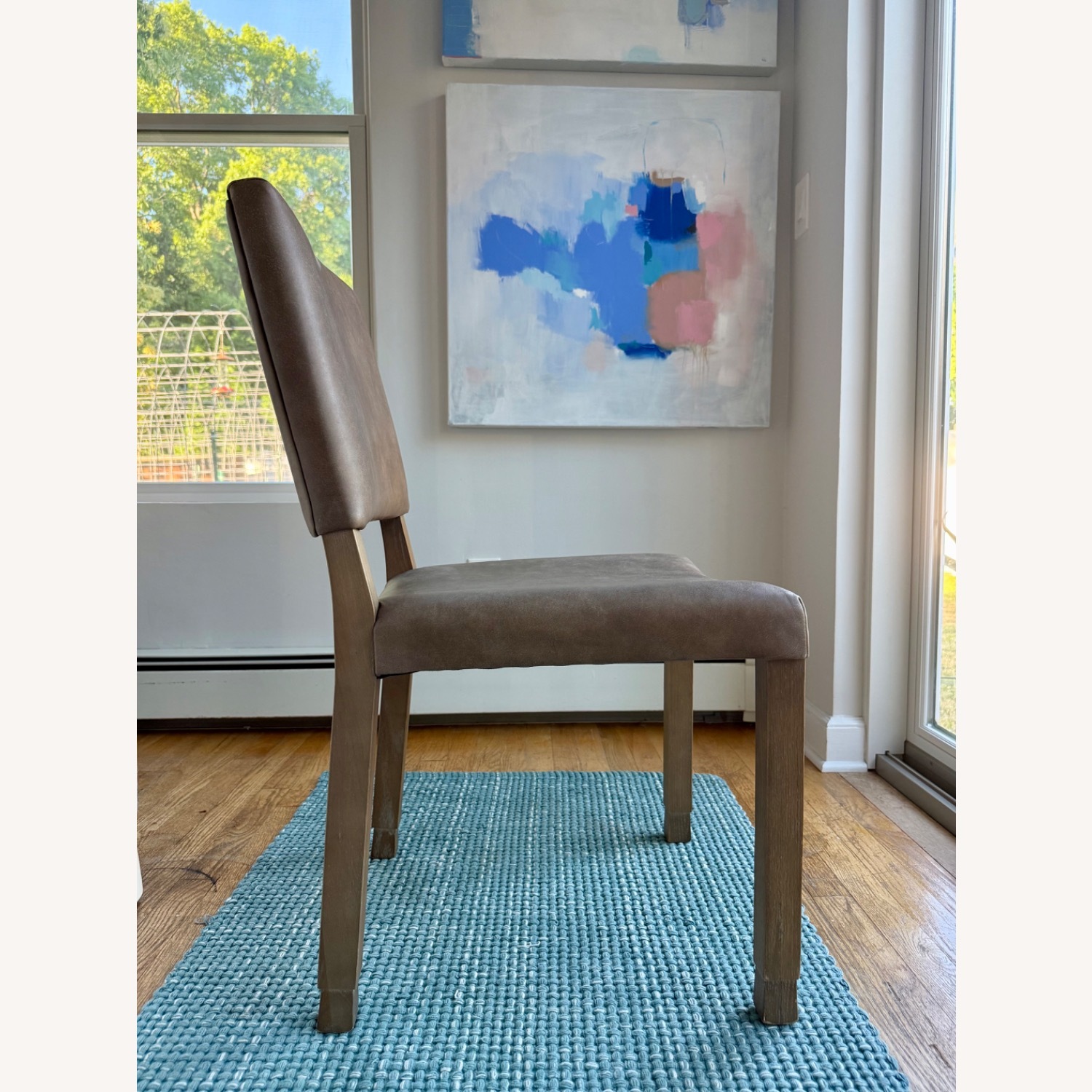Light Gray Leather Dining Chair - image-2