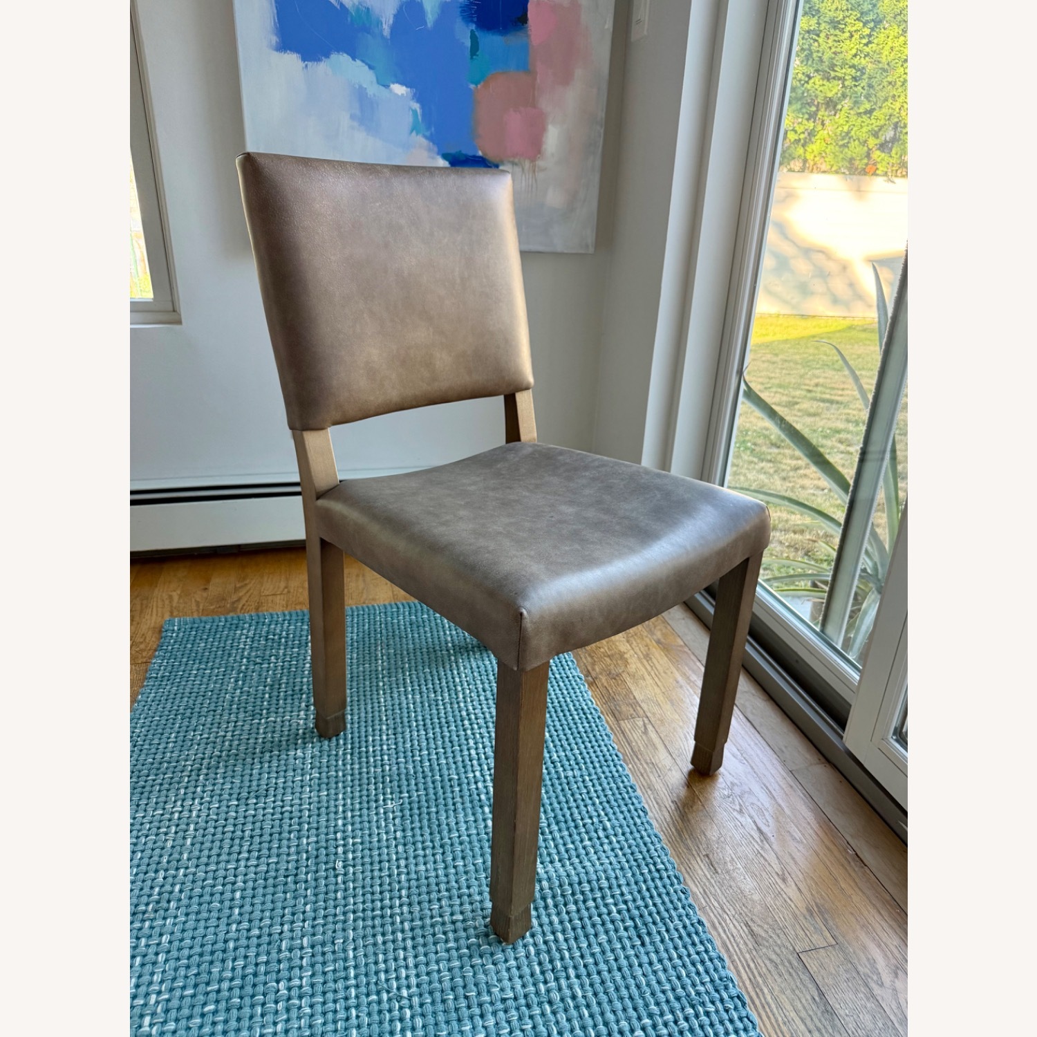 Light Gray Leather Dining Chair - image-1