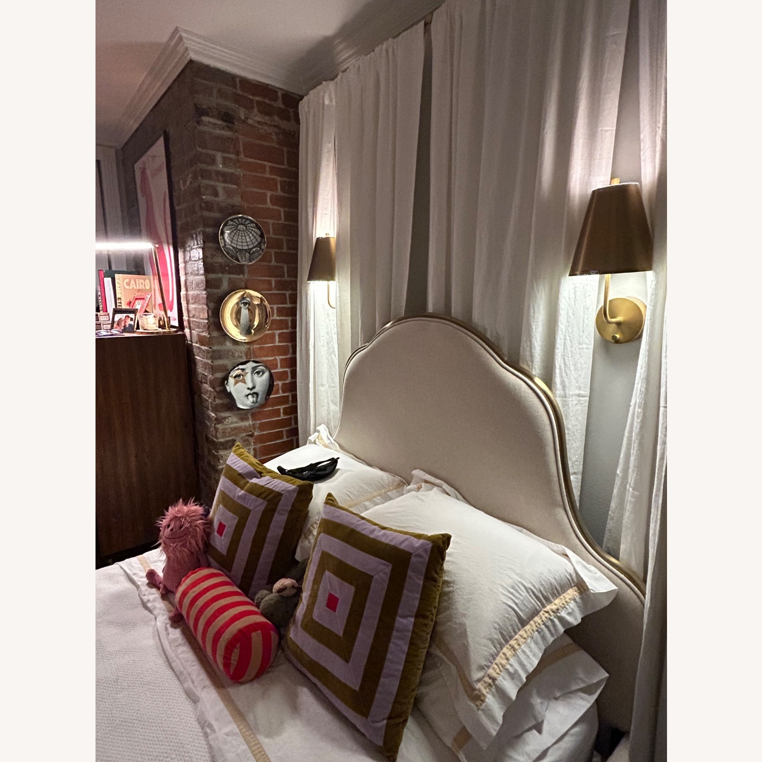Anthropologie Natural Linen Queen Bed - image-3