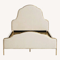 Anthropologie Natural Linen Queen Bed