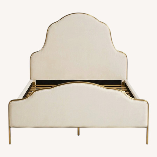 Used Anthropologie Natural Linen Queen Bed for sale on AptDeco