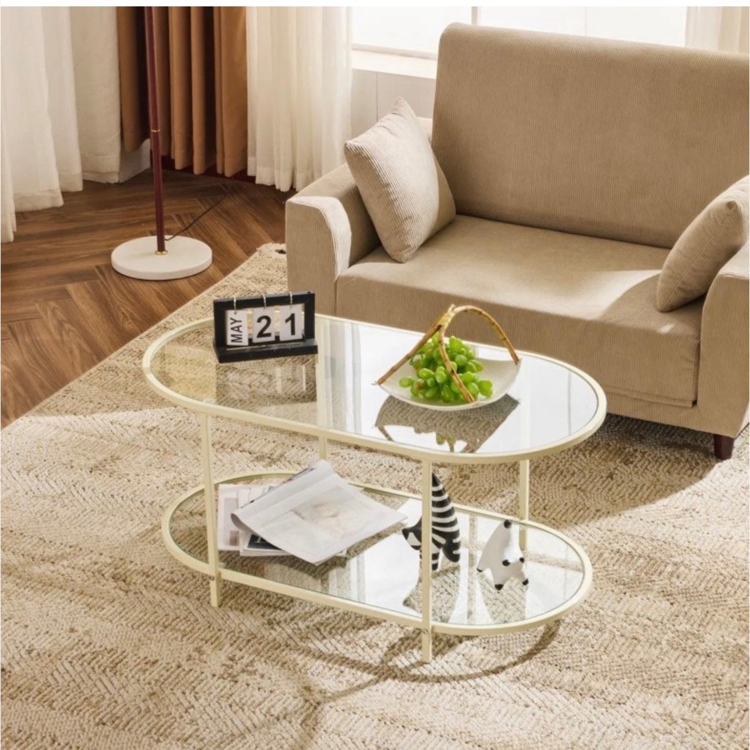 Target Karl Home White Glass Coffee Table - image-4