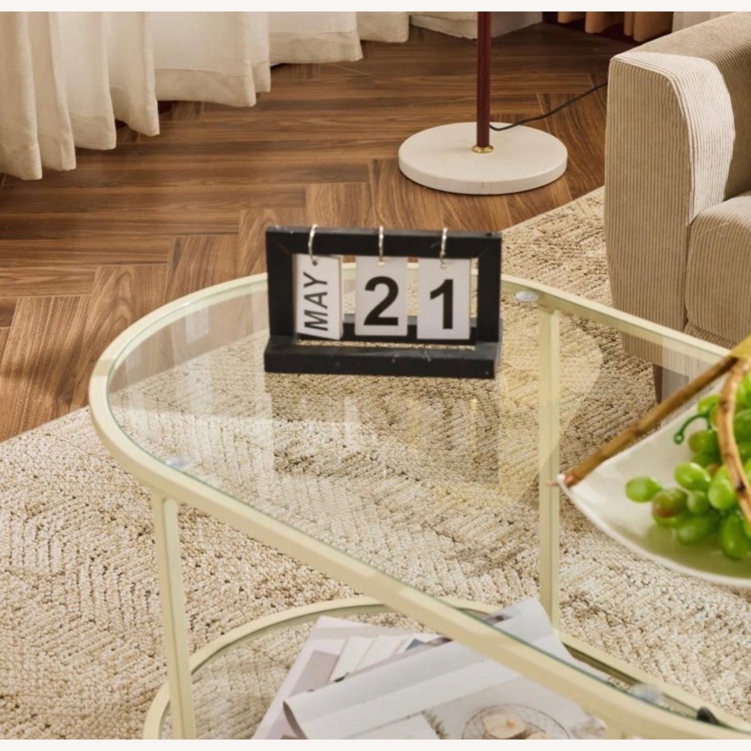 Target Karl Home White Glass Coffee Table - image-3