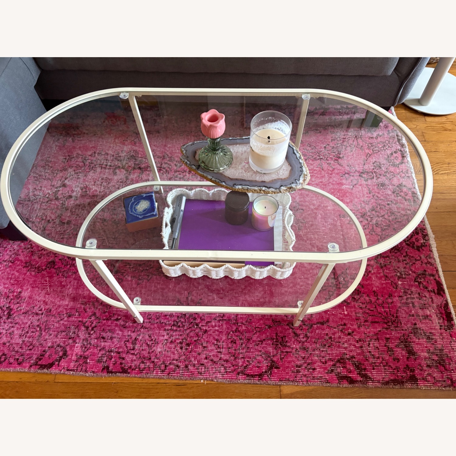 Target Karl Home White Glass Coffee Table - image-2