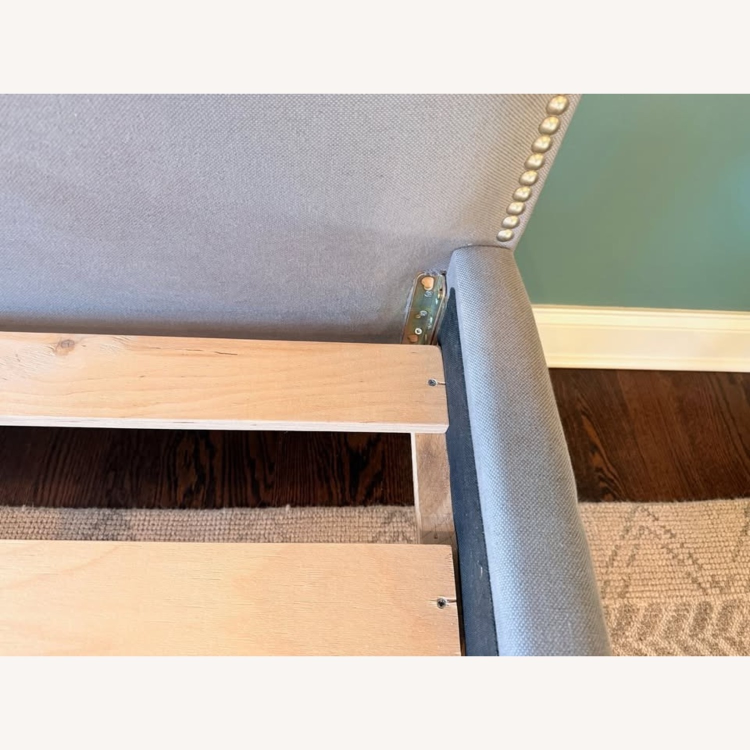 Crate & Barrel Upholstered Gray/Grey Fabric Bed - image-3