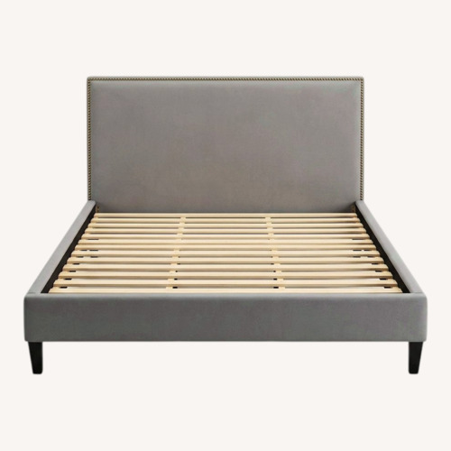 Used Crate & Barrel Upholstered Gray/Grey Fabric Bed for sale on AptDeco