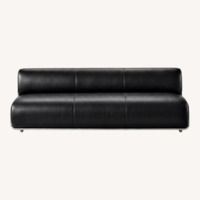 CB2 Hada Black Leather 3+ Seater Sofa