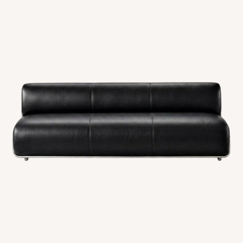 Used CB2 Hada Black Leather 3+ Seater Sofa for sale on AptDeco