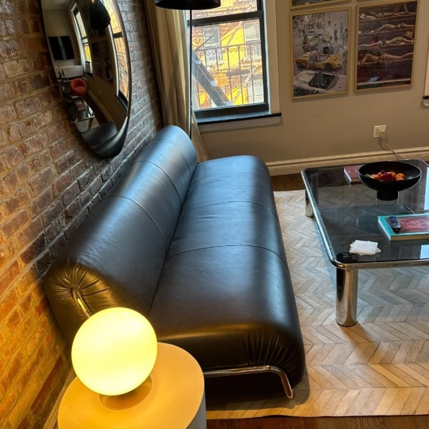 CB2 Hada Black Leather 3+ Seater Sofa - image-2
