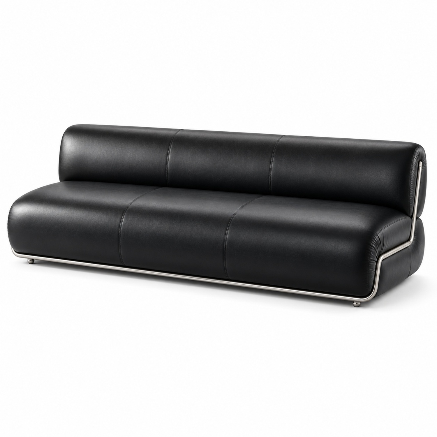 CB2 Hada Black Leather 3+ Seater Sofa - image-6