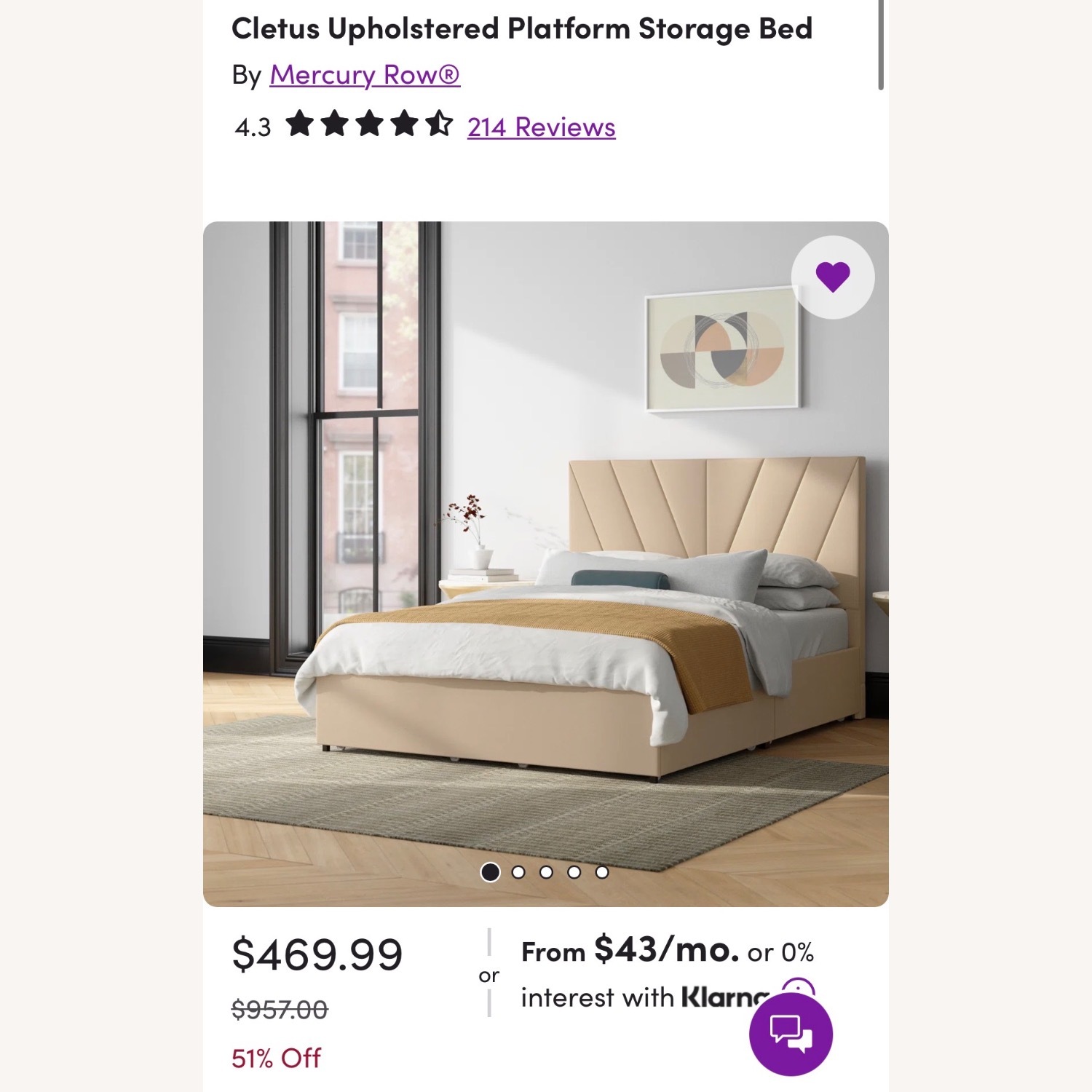 Wayfair Natural Fabric Queen Bed - image-1