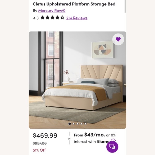 Used Wayfair Natural Fabric Queen Bed for sale on AptDeco