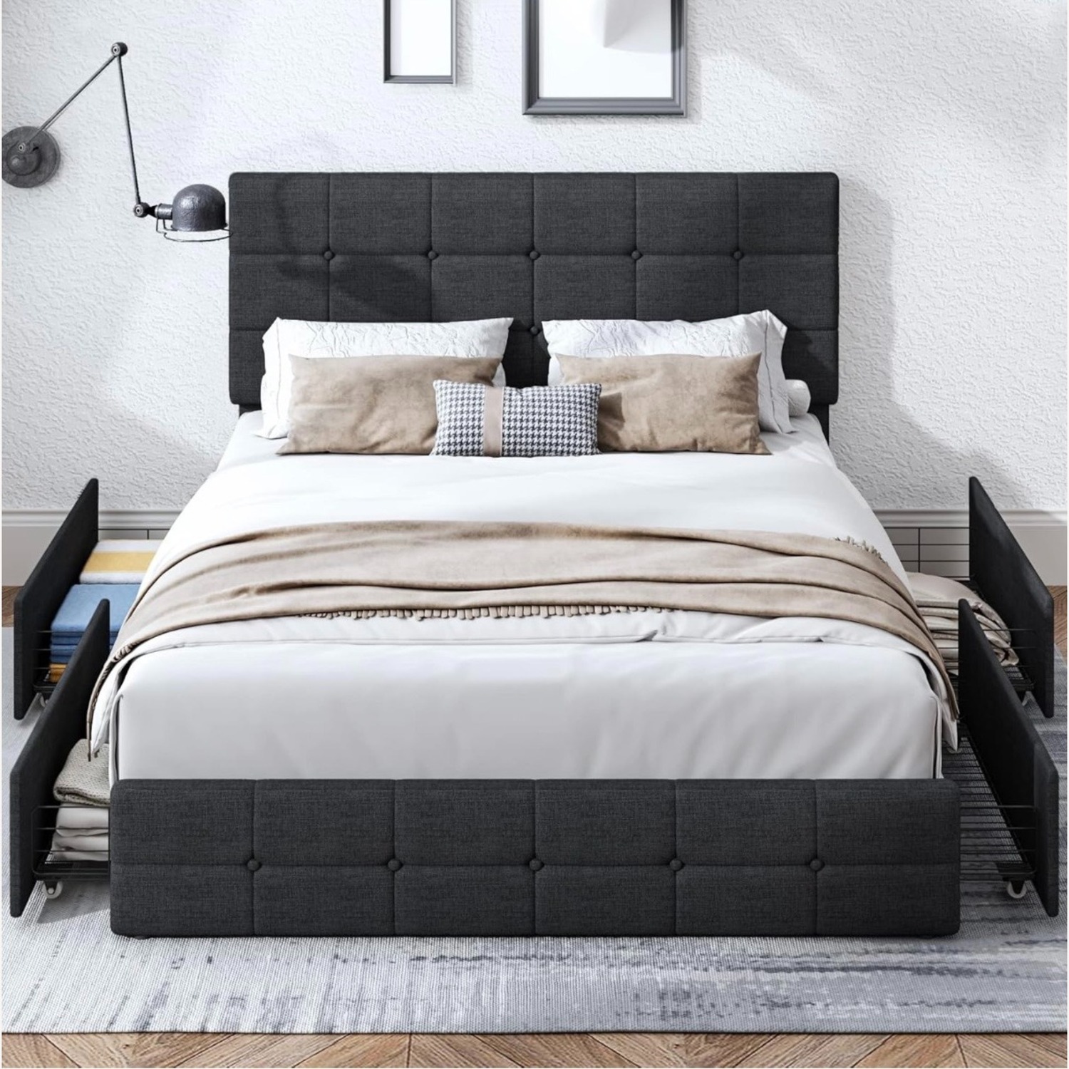 Queen Bed Frame with Adjustable Headboard - image-3