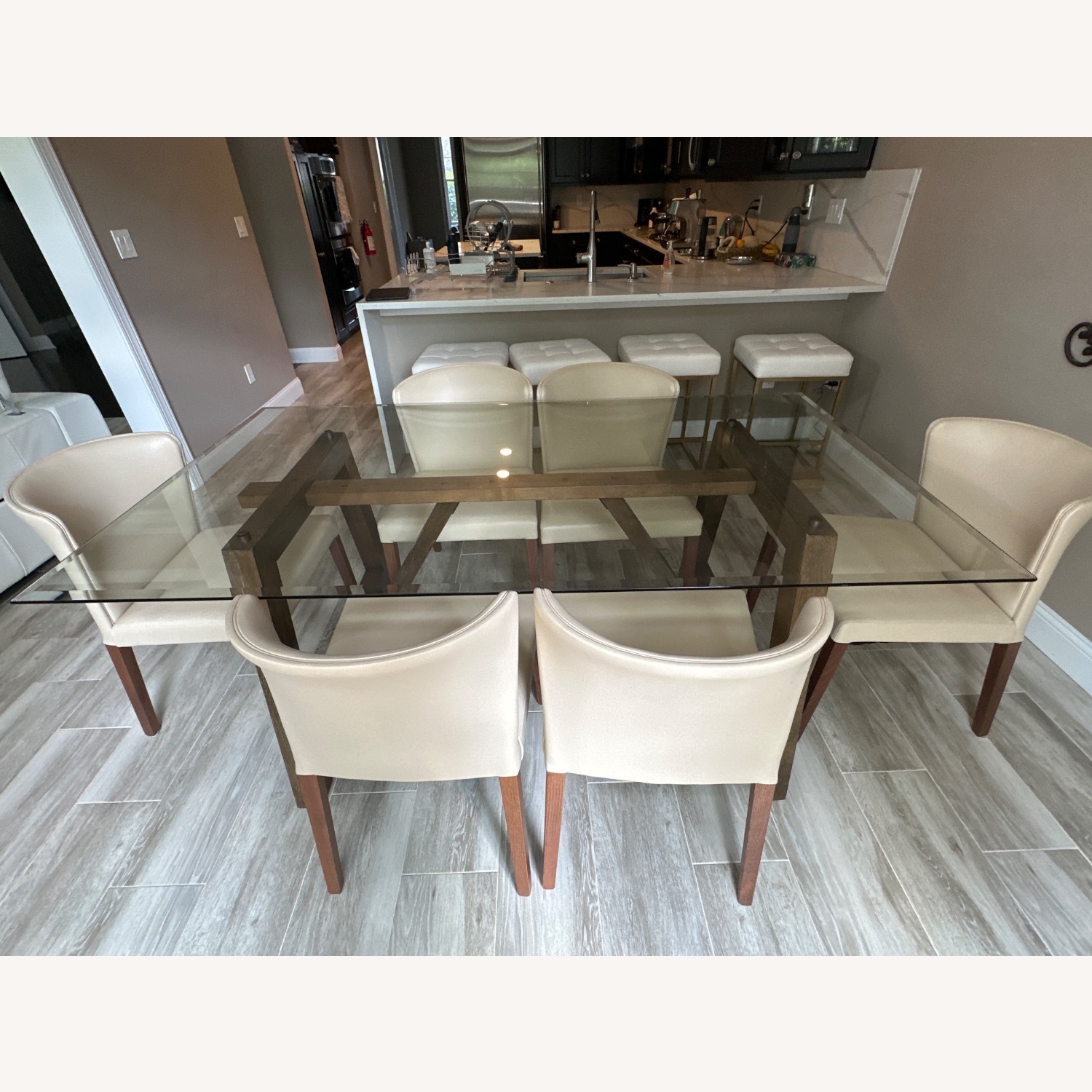 Crate & Barrel Transparent Glass Dining Table - image-3