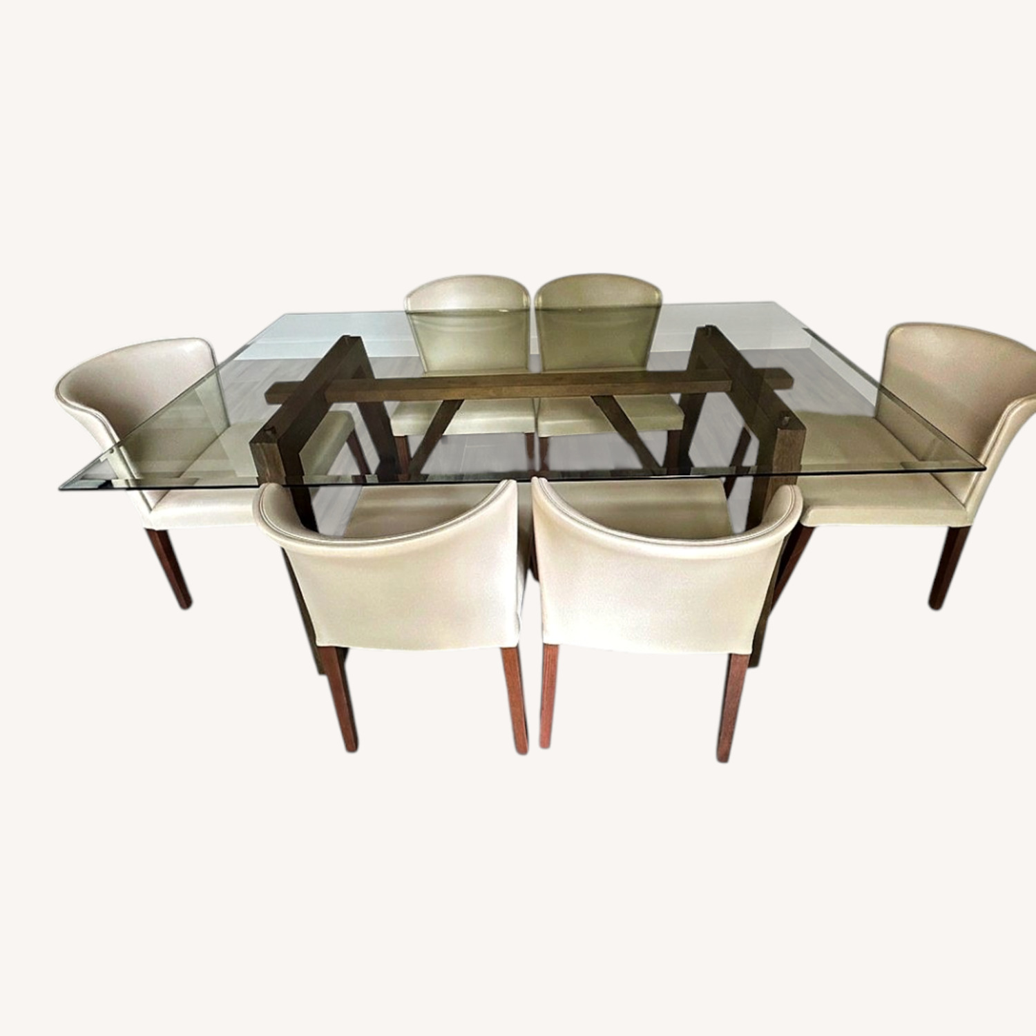 Crate & Barrel Transparent Glass Dining Table - image-0