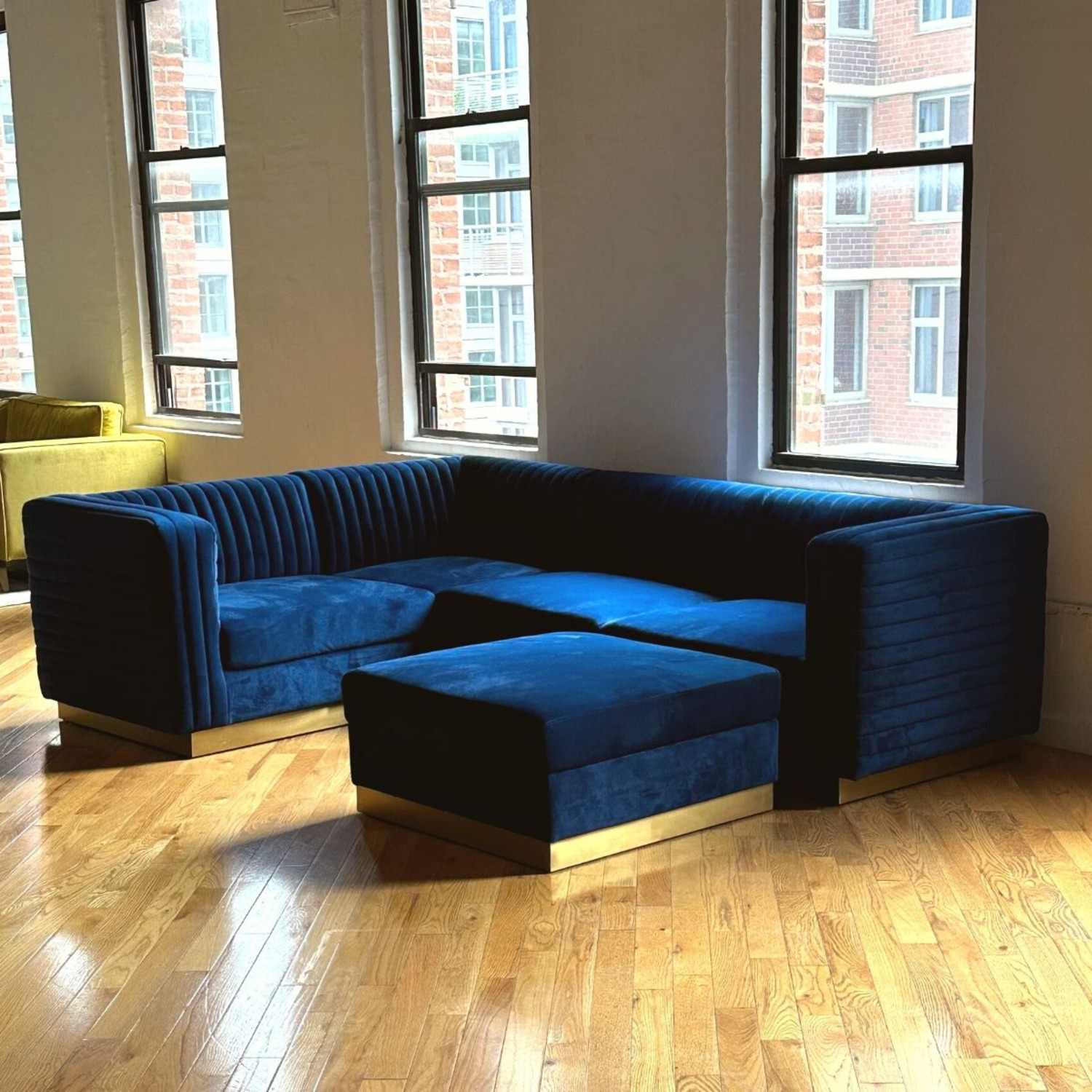 Blue Velvet 3+ Piece Sectional - image-6