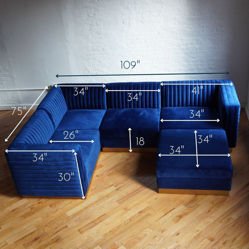Used Blue Velvet 3+ Piece Sectional for sale on AptDeco