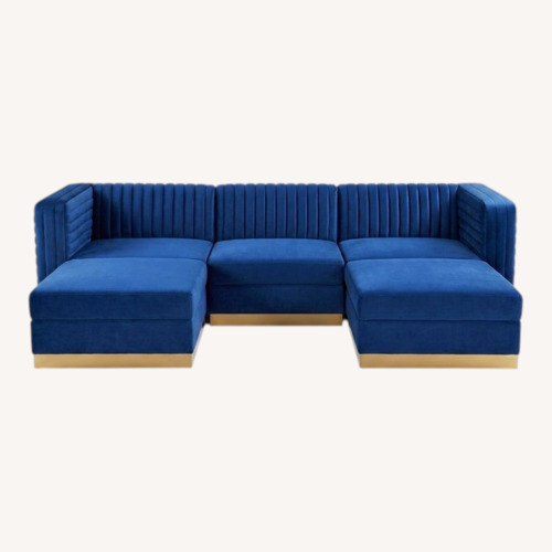 Used Blue Velvet 3+ Piece Sectional for sale on AptDeco