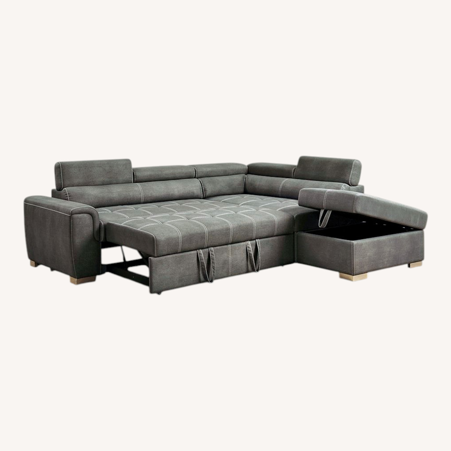 Dark Gray Fabric 2 Piece Sectional - image-0