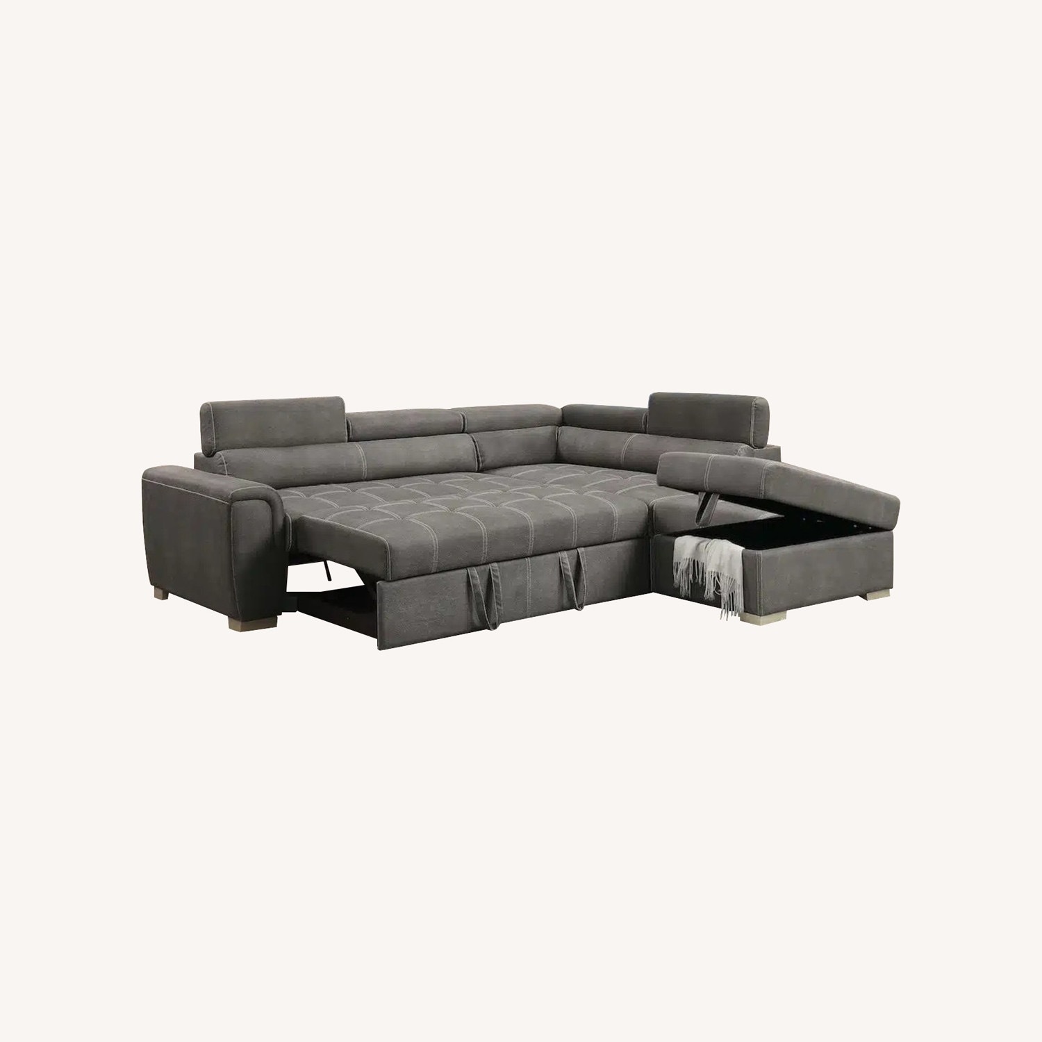 Dark Gray Fabric 2 Piece Sectional - image-6