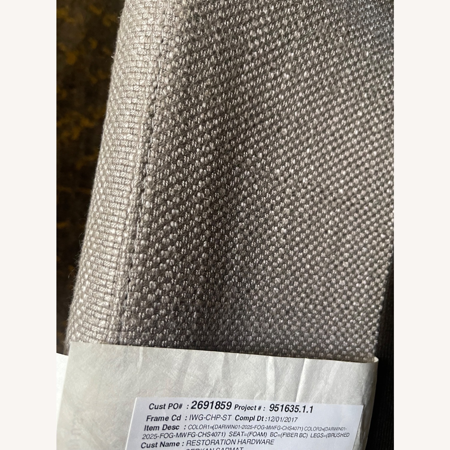 Restoration Hardware Light Gray Fabric Armchair - image-3