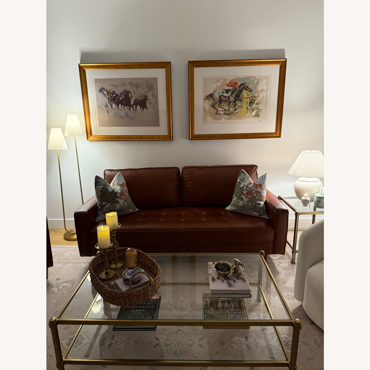 Pottery Barn Dark Brown Leather 2 Seater Sofa - image-1