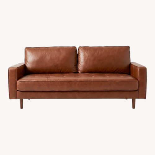 Used Pottery Barn Dark Brown Leather 2 Seater Sofa for sale on AptDeco