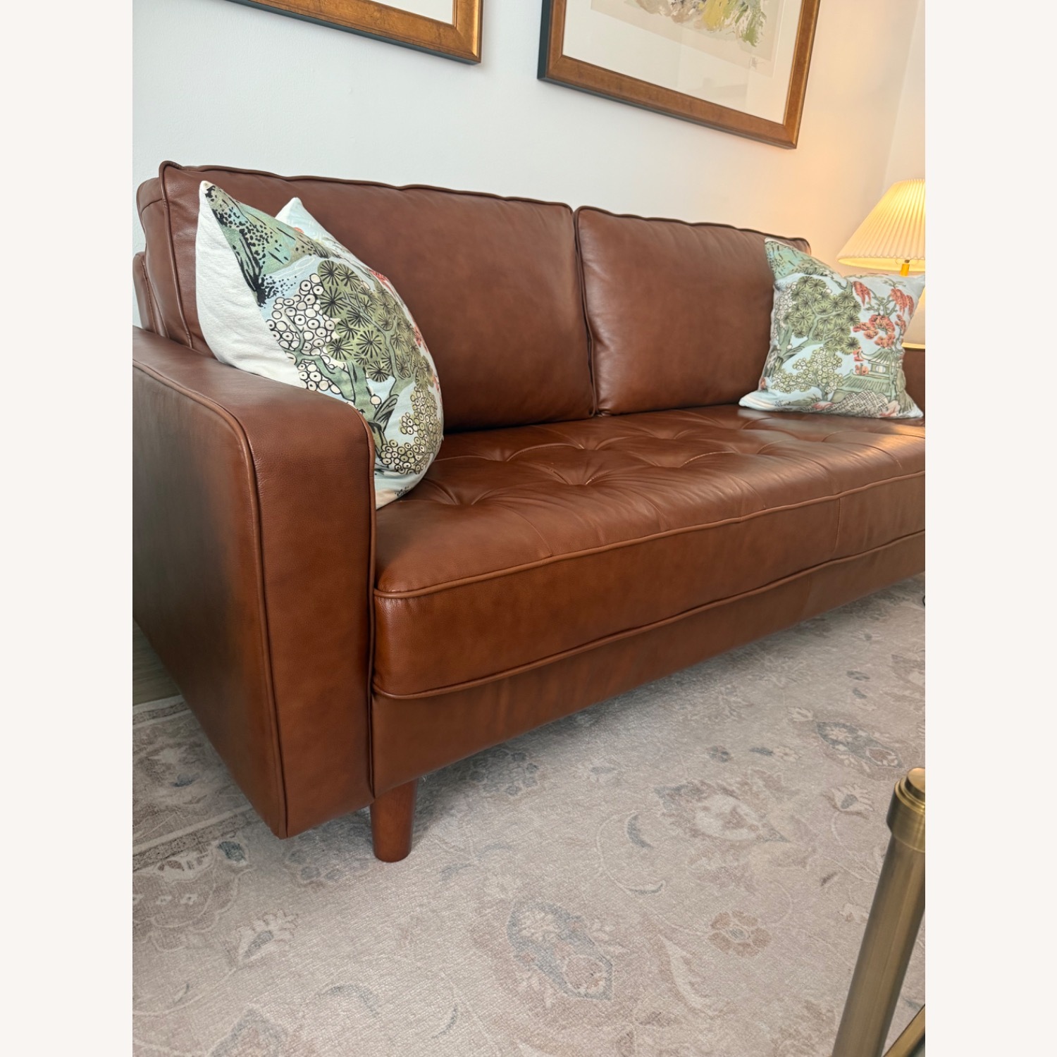 Pottery Barn Dark Brown Leather 2 Seater Sofa - image-2